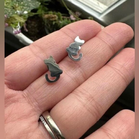 🐈 Stainless Steel Cat Stud Earrings NWT - Picture 10 of 13